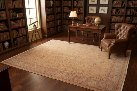 handmade Transitional Sultanabad Gold Gray Hand Knotted RECTANGLE 100% WOOL area rug 8x10