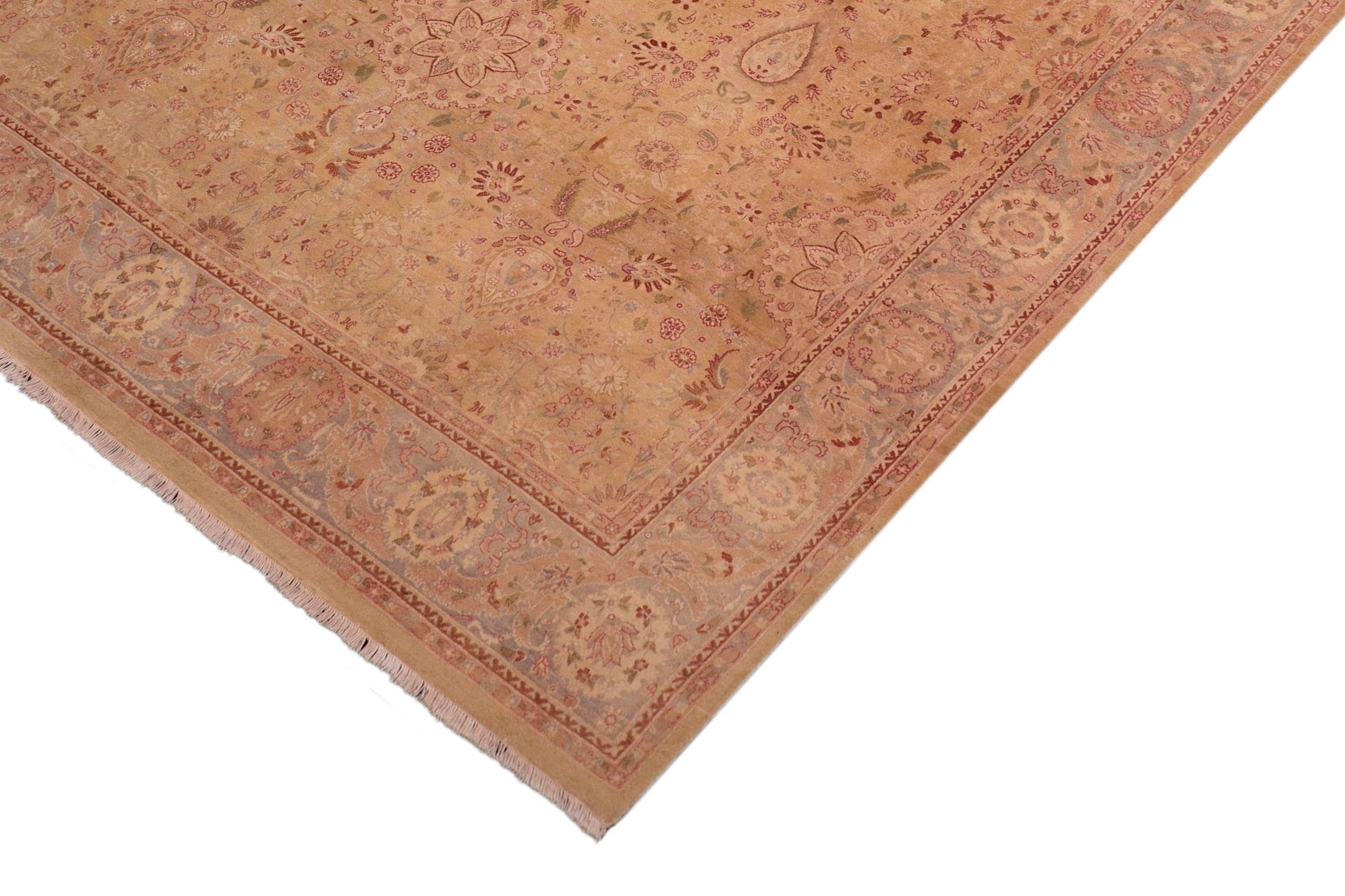 handmade Transitional Sultanabad Gold Gray Hand Knotted RECTANGLE 100% WOOL area rug 8x10