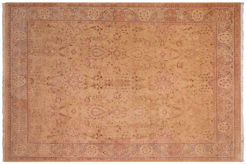 handmade Transitional Sultanabad Gold Gray Hand Knotted RECTANGLE 100% WOOL area rug 8x10