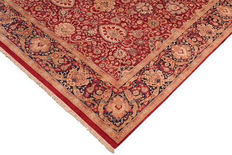 handmade Transitional Anmol Agra Red Blue Hand Knotted RECTANGLE 100% WOOL area rug 8x10