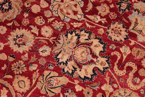 handmade Transitional Anmol Agra Red Blue Hand Knotted RECTANGLE 100% WOOL area rug 8x10