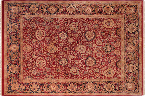 handmade Transitional Anmol Agra Red Blue Hand Knotted RECTANGLE 100% WOOL area rug 8x10
