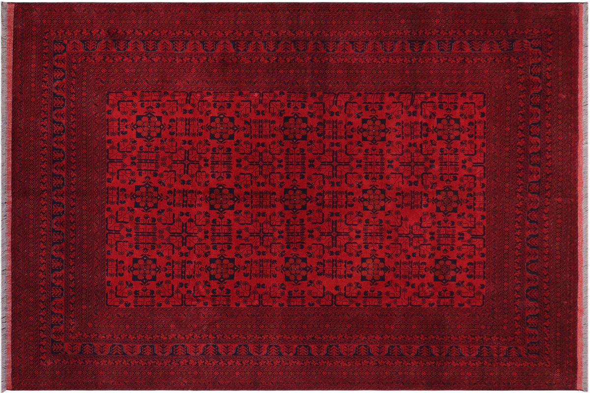 8x11 hand knotted Khal Mohammadi wool rug in red and blue - Tribal Khal Mohammadi Andreas