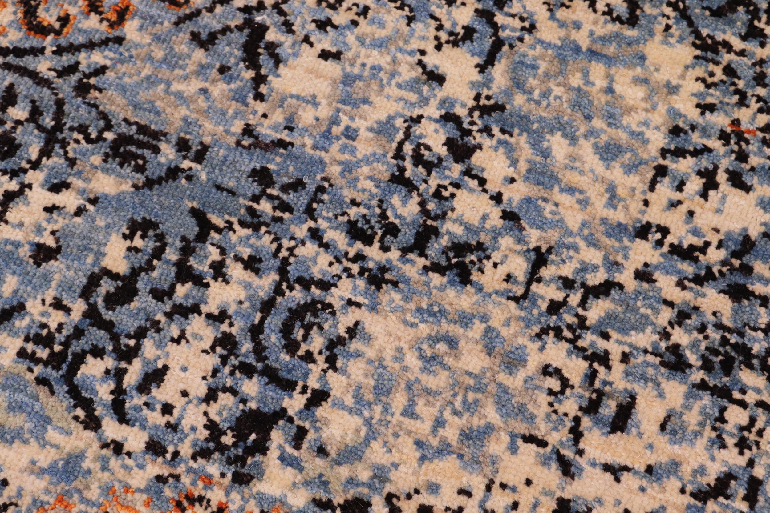 handmade Modern Modern Beige Blue Hand Knotted RECTANGLE WOOL&SILK area rug 8' x 10'