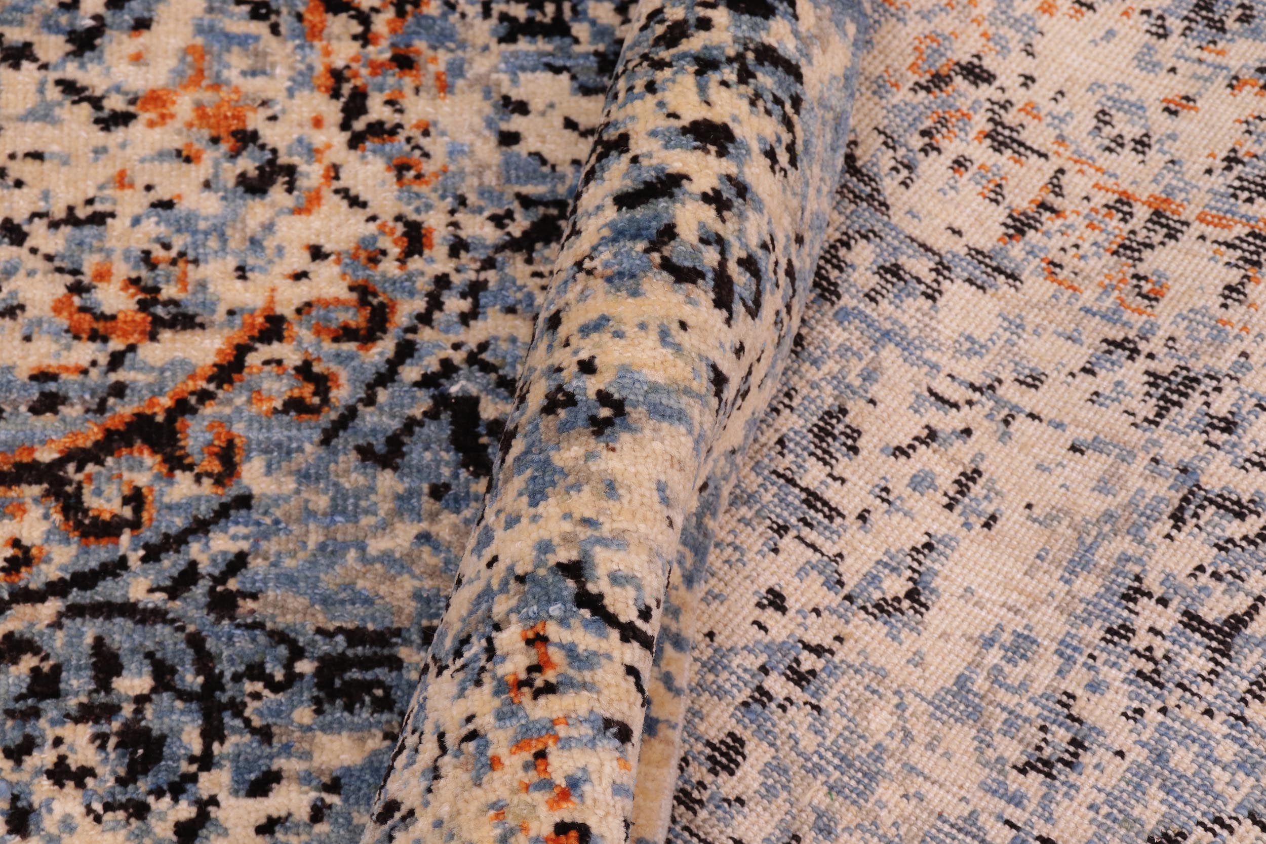 handmade Modern Modern Beige Blue Hand Knotted RECTANGLE WOOL&SILK area rug 8' x 10'