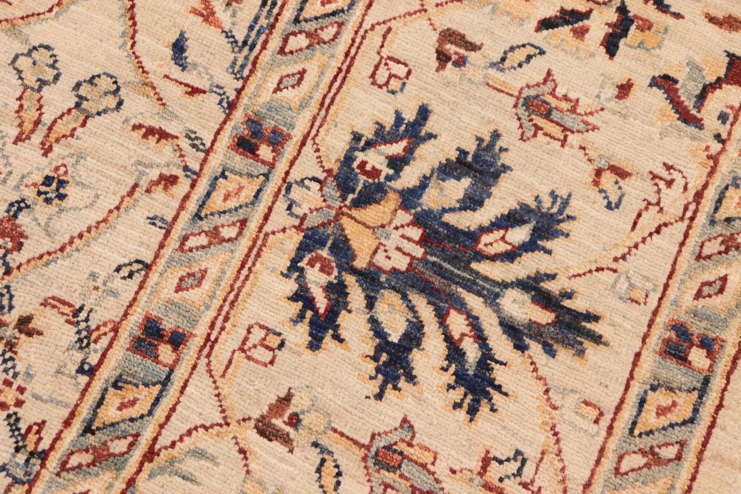handmade Traditional Kafkaz Beige Lt. Green Hand Knotted RECTANGLE 100% WOOL area rug 7x10
