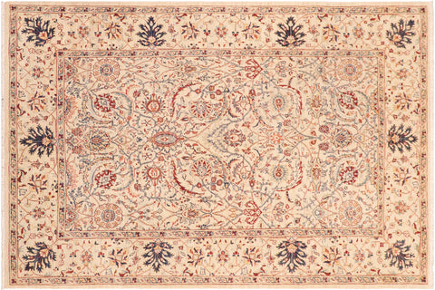 handmade Traditional Kafkaz Beige Lt. Green Hand Knotted RECTANGLE 100% WOOL area rug 7x10