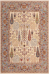 handmade Transitional Kafkaz Beige Blue Hand Knotted RECTANGLE 100% WOOL area rug 8 x 10