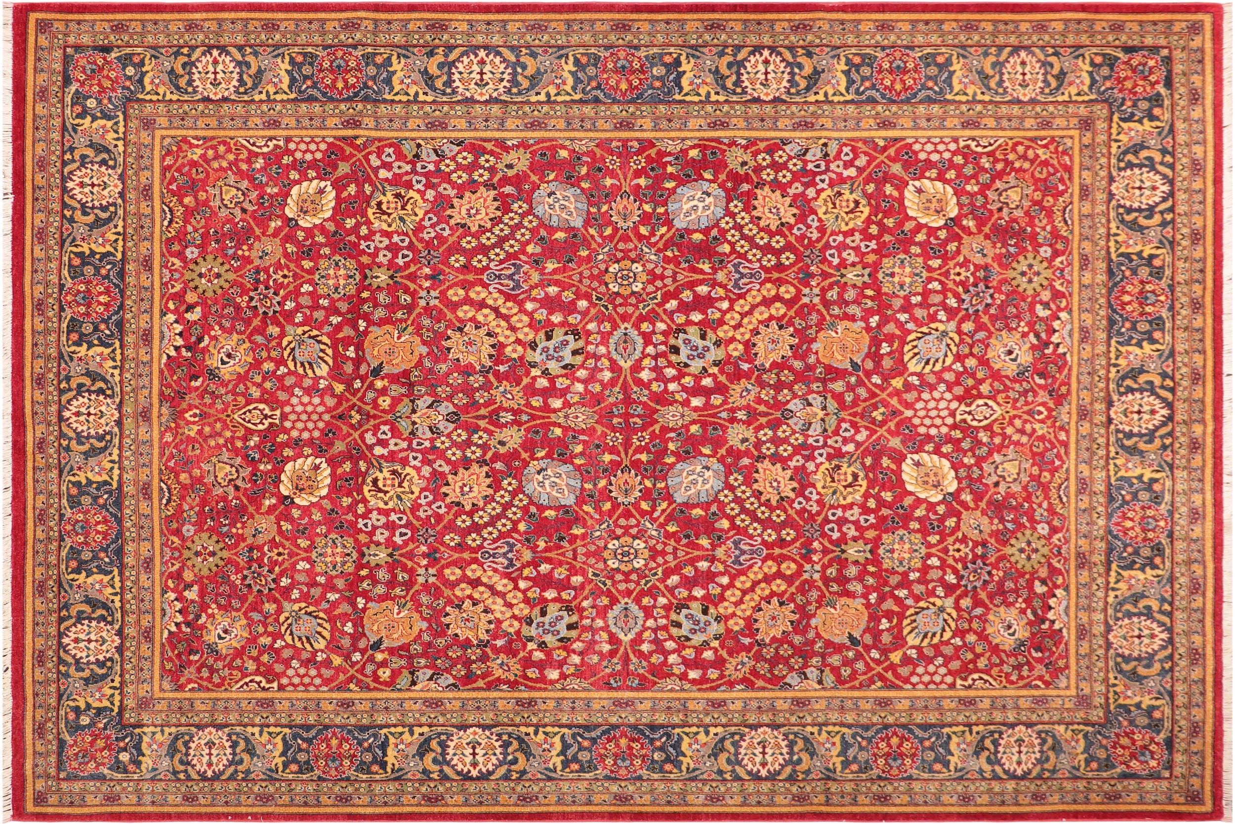 handmade Traditional  Red Blue Hand Knotted RECTANGLE 100% WOOL area rug 8' x 11'