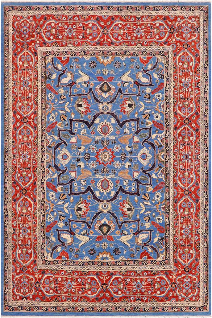 handmade Traditional Kafkaz Blue Rust Hand Knotted RECTANGLE 100% WOOL area rug 9 x 12