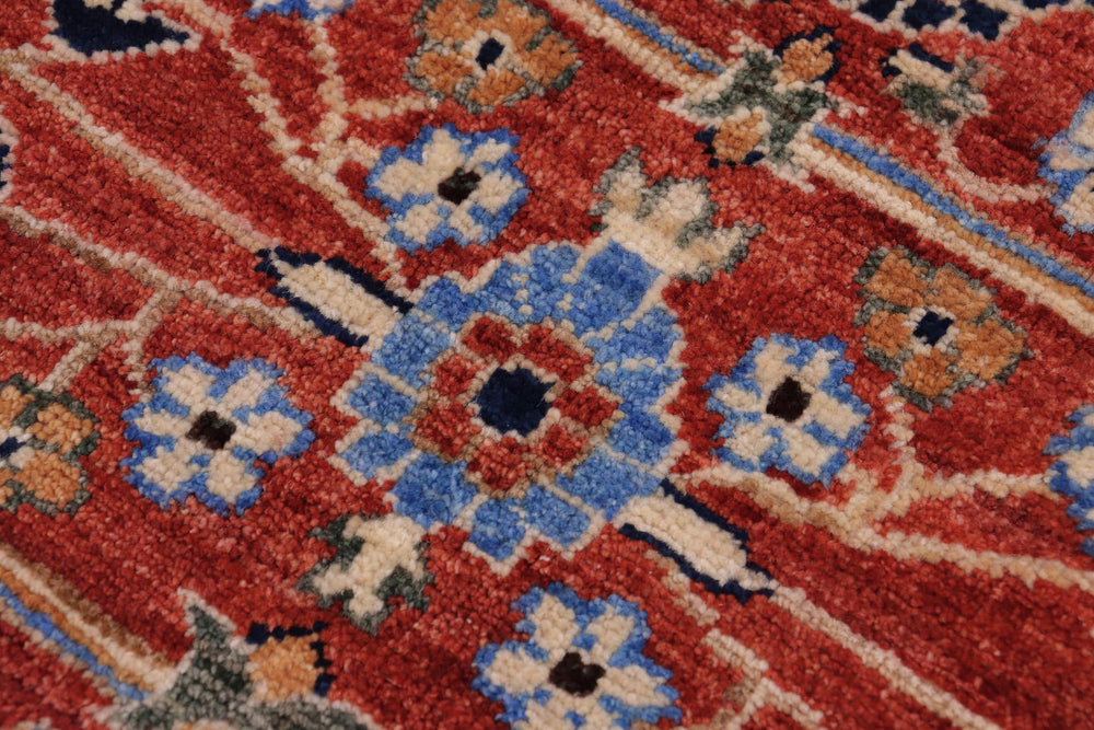 handmade Traditional Kafkaz Blue Rust Hand Knotted RECTANGLE 100% WOOL area rug 9' x 12'