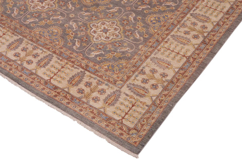 handmade Transitional Kafkaz Gray Ivory Hand Knotted RECTANGLE 100% WOOL area rug 8' x 11'