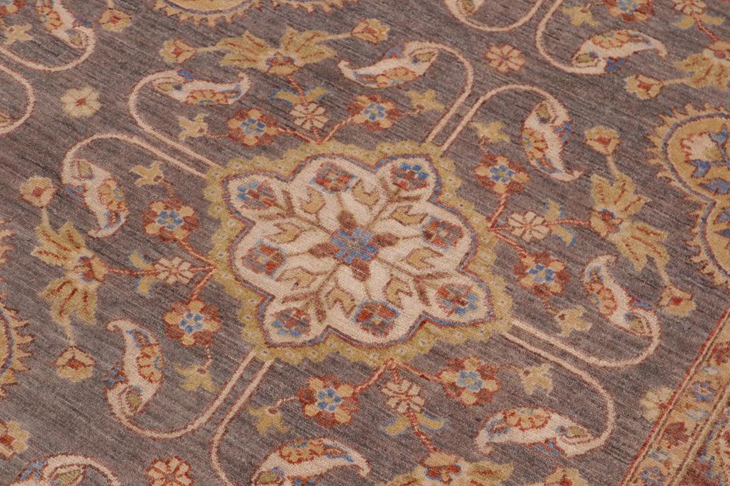 handmade Transitional Kafkaz Gray Ivory Hand Knotted RECTANGLE 100% WOOL area rug 8 x 11