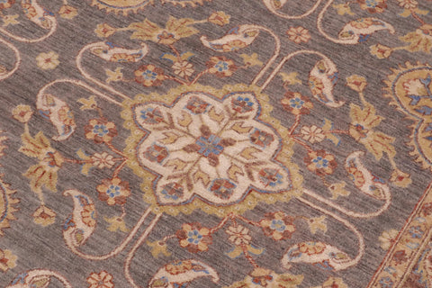 handmade Transitional Kafkaz Gray Ivory Hand Knotted RECTANGLE 100% WOOL area rug 8' x 11'