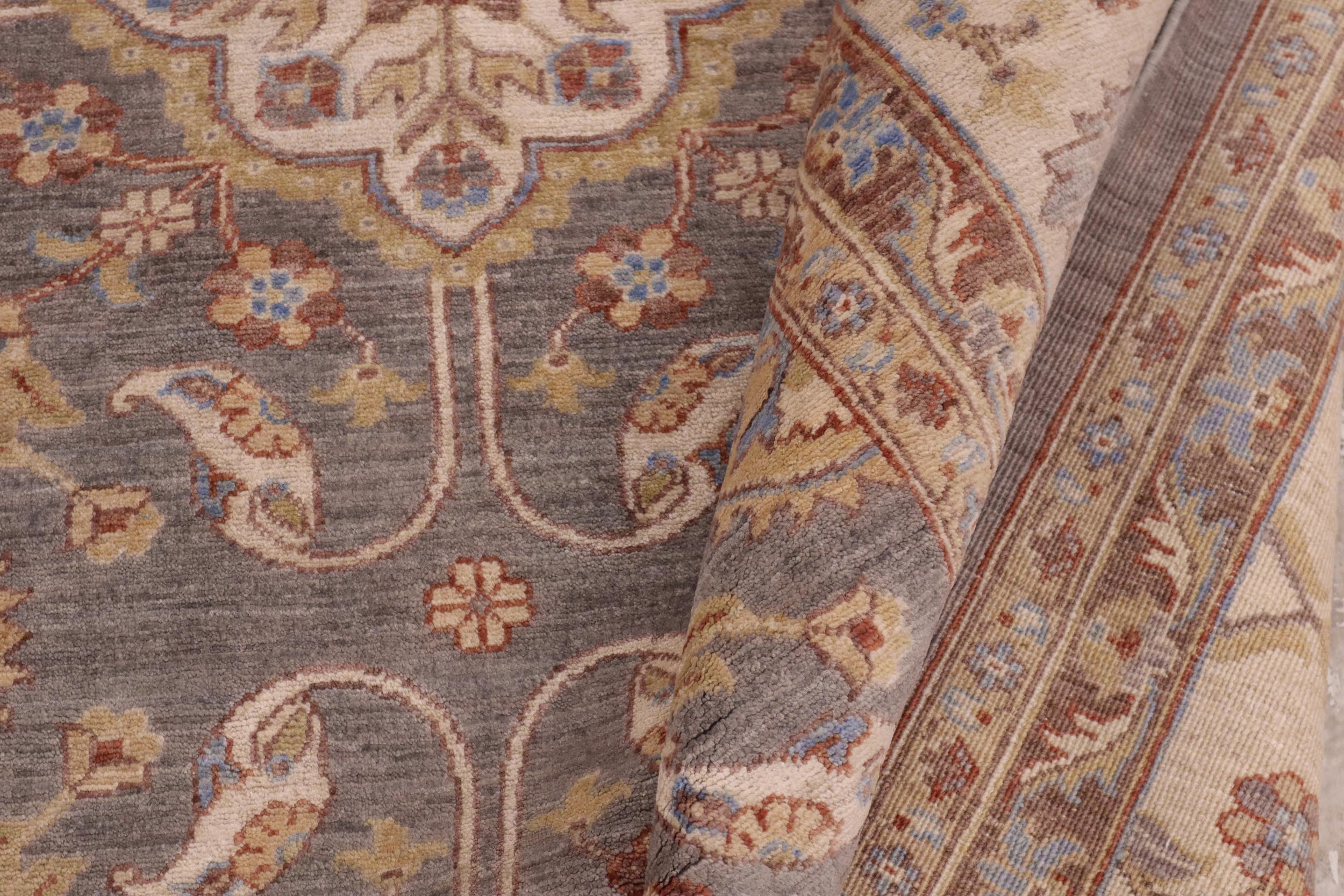 handmade Transitional Kafkaz Gray Ivory Hand Knotted RECTANGLE 100% WOOL area rug 8' x 11'