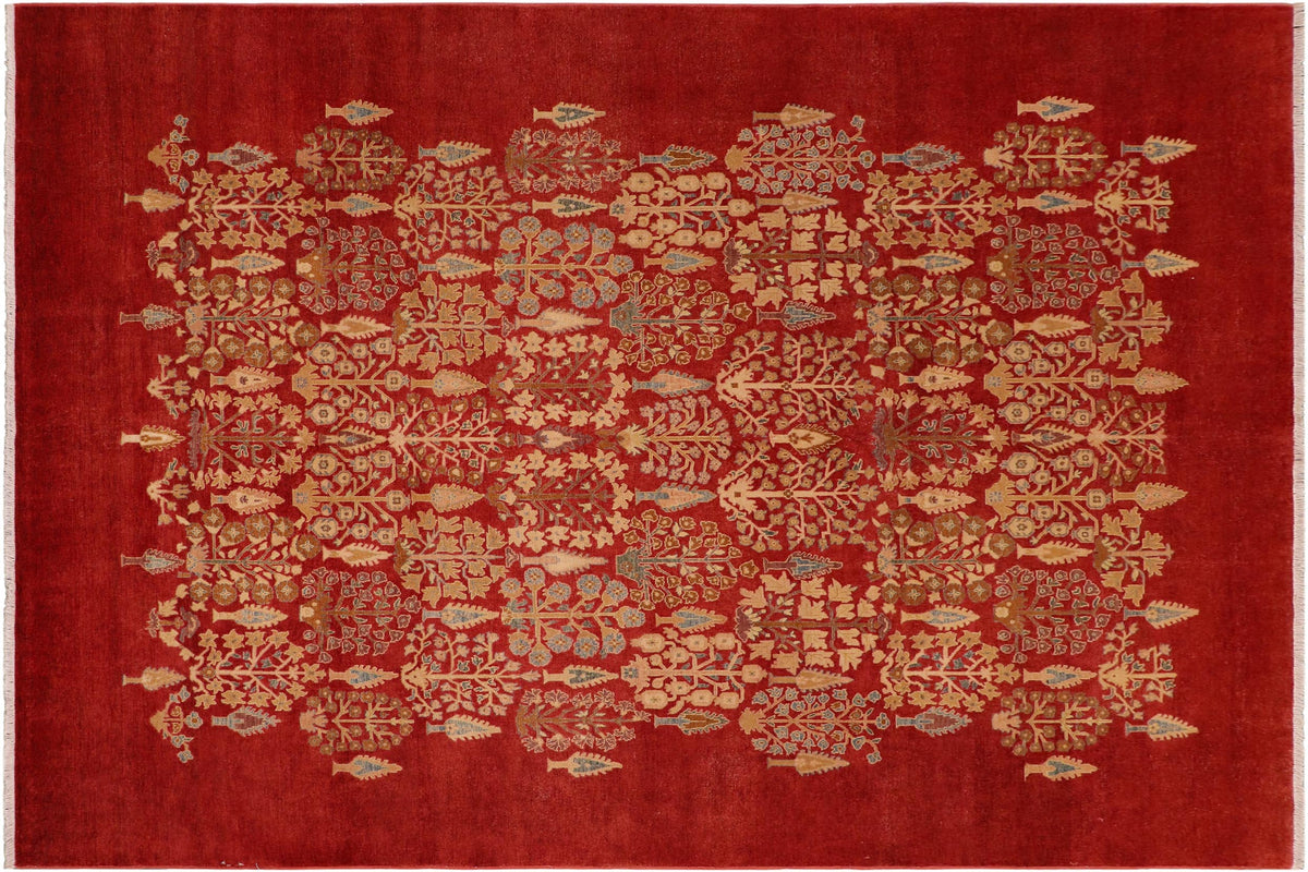 8x10 hand knotted Vegetable Dyed wool rug in red and tan - Jaimee