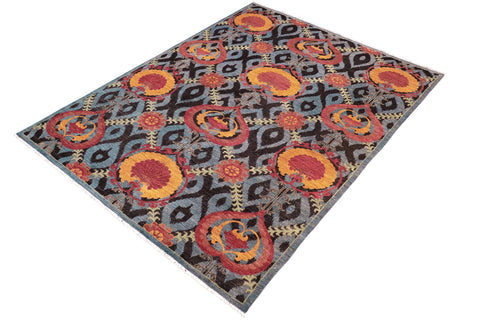 handmade Modern Kafkaz Gray Blue Hand Knotted RECTANGLE 100% WOOL area rug 8' x 10'