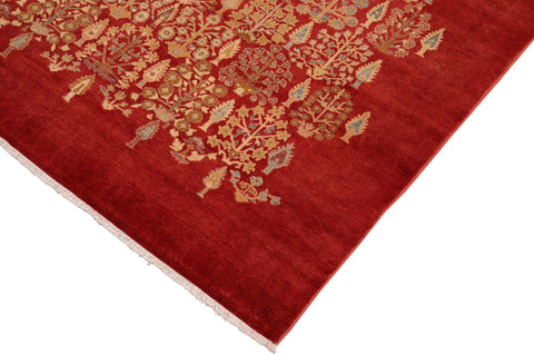 handmade Modern  Red Tan Hand Knotted RECTANGLE 100% WOOL area rug 8x10
