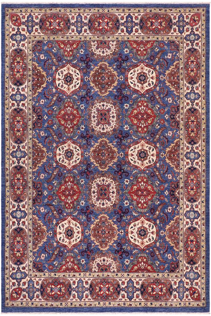 handmade Transitional Kafkaz Blue Ivory Hand Knotted RECTANGLE 100% WOOL area rug 8 x 10