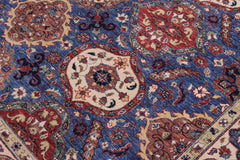handmade Transitional Kafkaz Blue Ivory Hand Knotted RECTANGLE 100% WOOL area rug 8 x 10