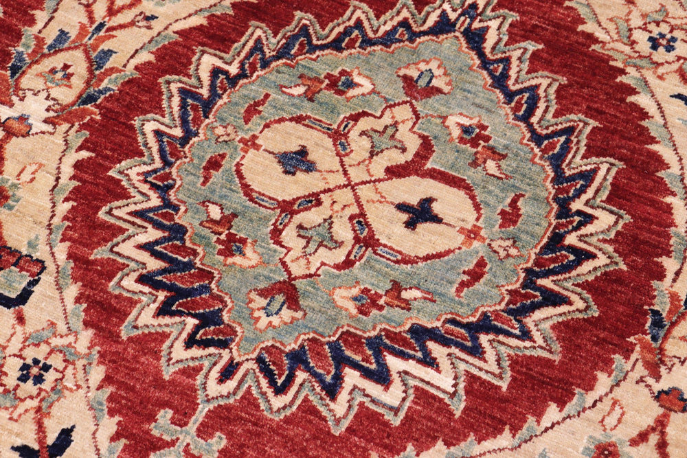 handmade Modern Kafkaz Red Blue Hand Knotted RECTANGLE 100% WOOL area rug 9' x 12'