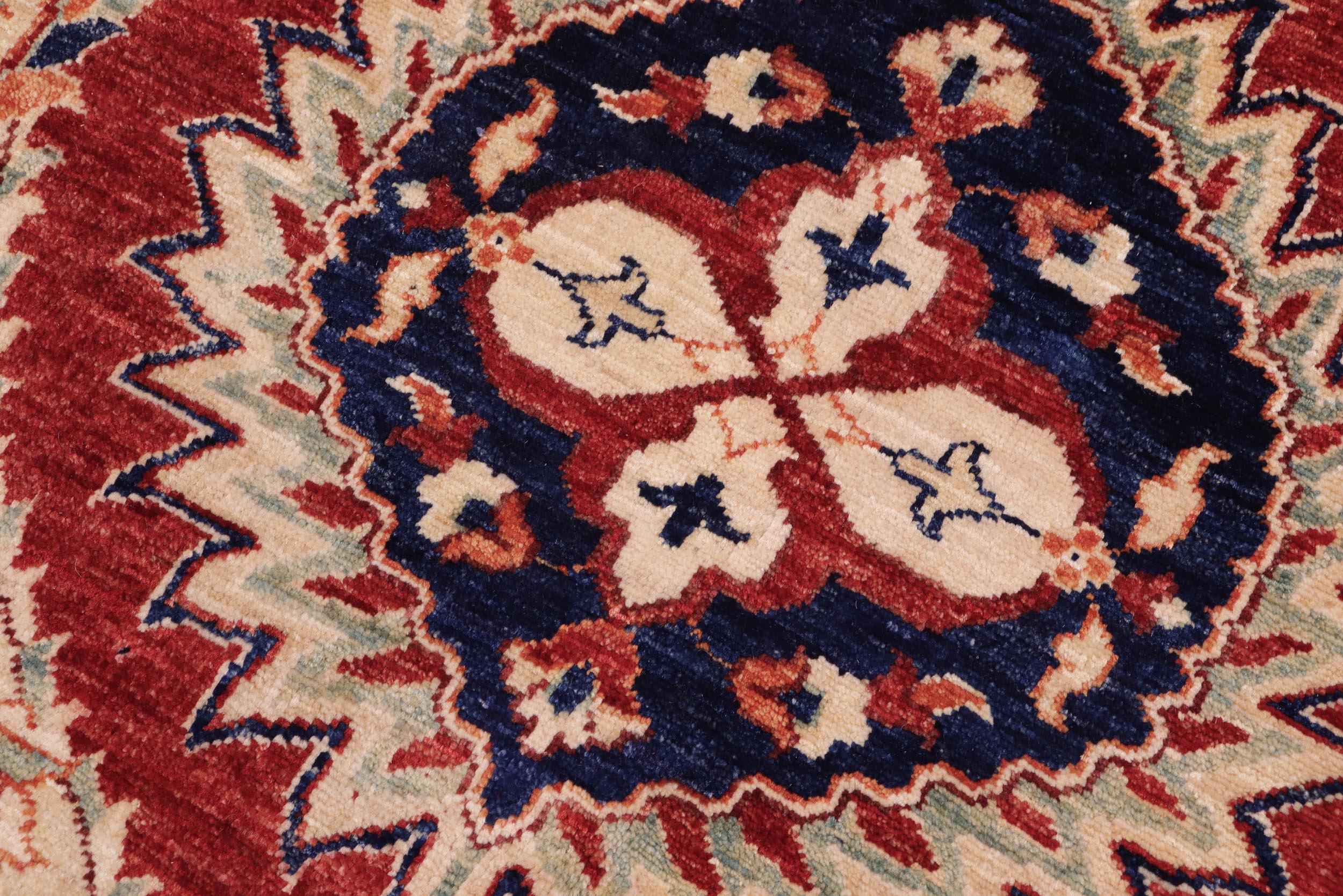 handmade Modern Kafkaz Red Blue Hand Knotted RECTANGLE 100% WOOL area rug 9' x 12'