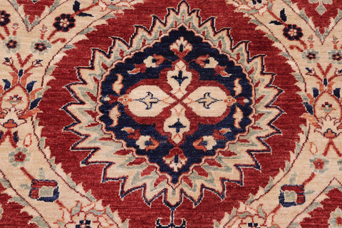 handmade Modern Kafkaz Red Blue Hand Knotted RECTANGLE 100% WOOL area rug 9' x 12'