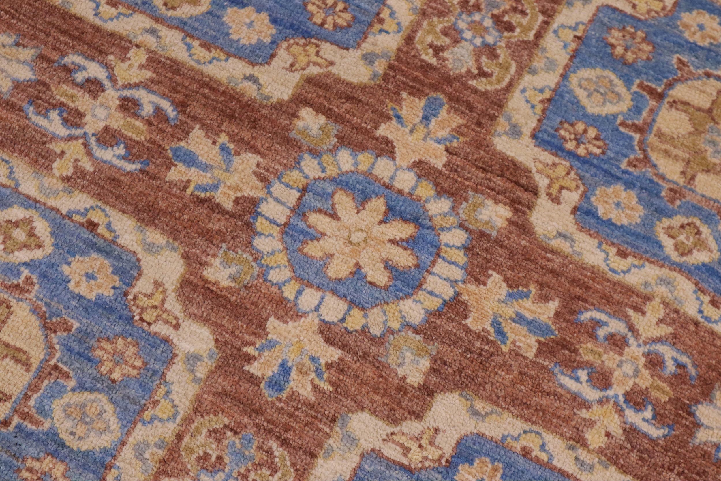 handmade Transitional Kafkaz Brown Beige Hand Knotted RECTANGLE 100% WOOL area rug 9' x 12'
