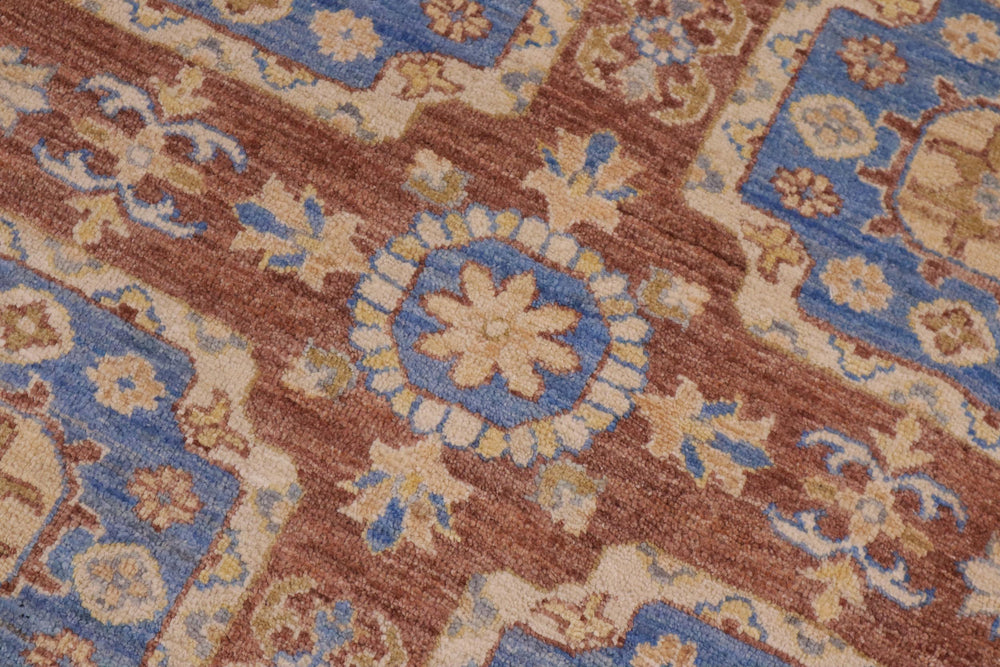 handmade Transitional Kafkaz Brown Beige Hand Knotted RECTANGLE 100% WOOL area rug 9' x 12'
