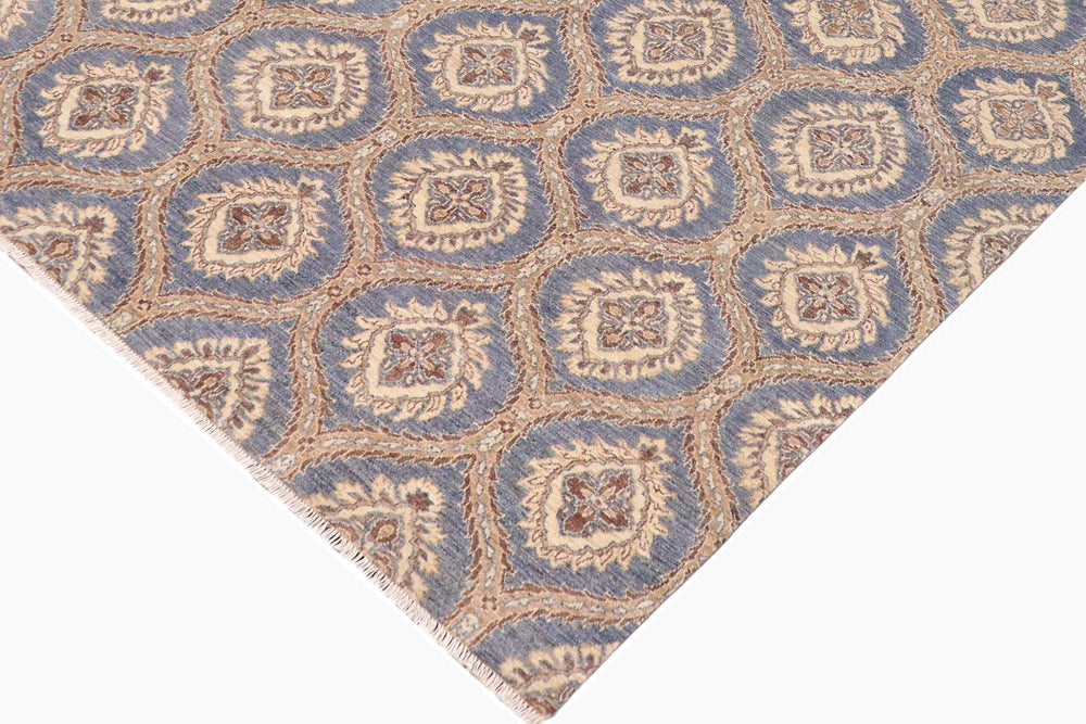 handmade Modern Kafkaz Blue Brown Hand Knotted RECTANGLE 100% WOOL area rug 9' x 12'