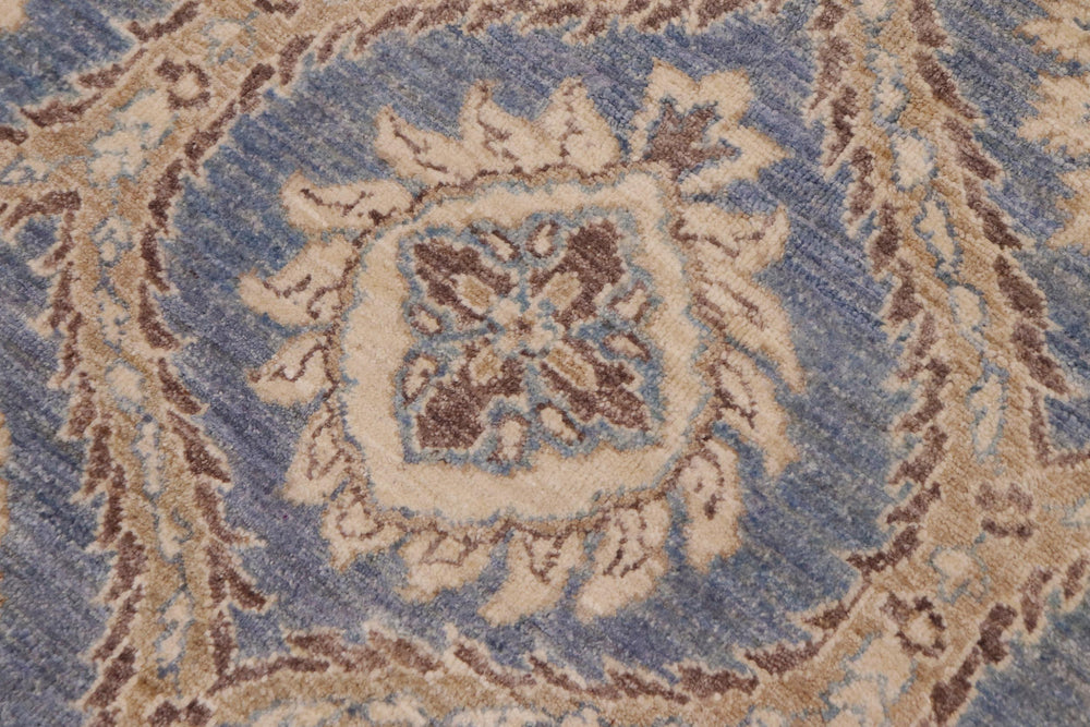 handmade Modern Kafkaz Blue Brown Hand Knotted RECTANGLE 100% WOOL area rug 9' x 12'