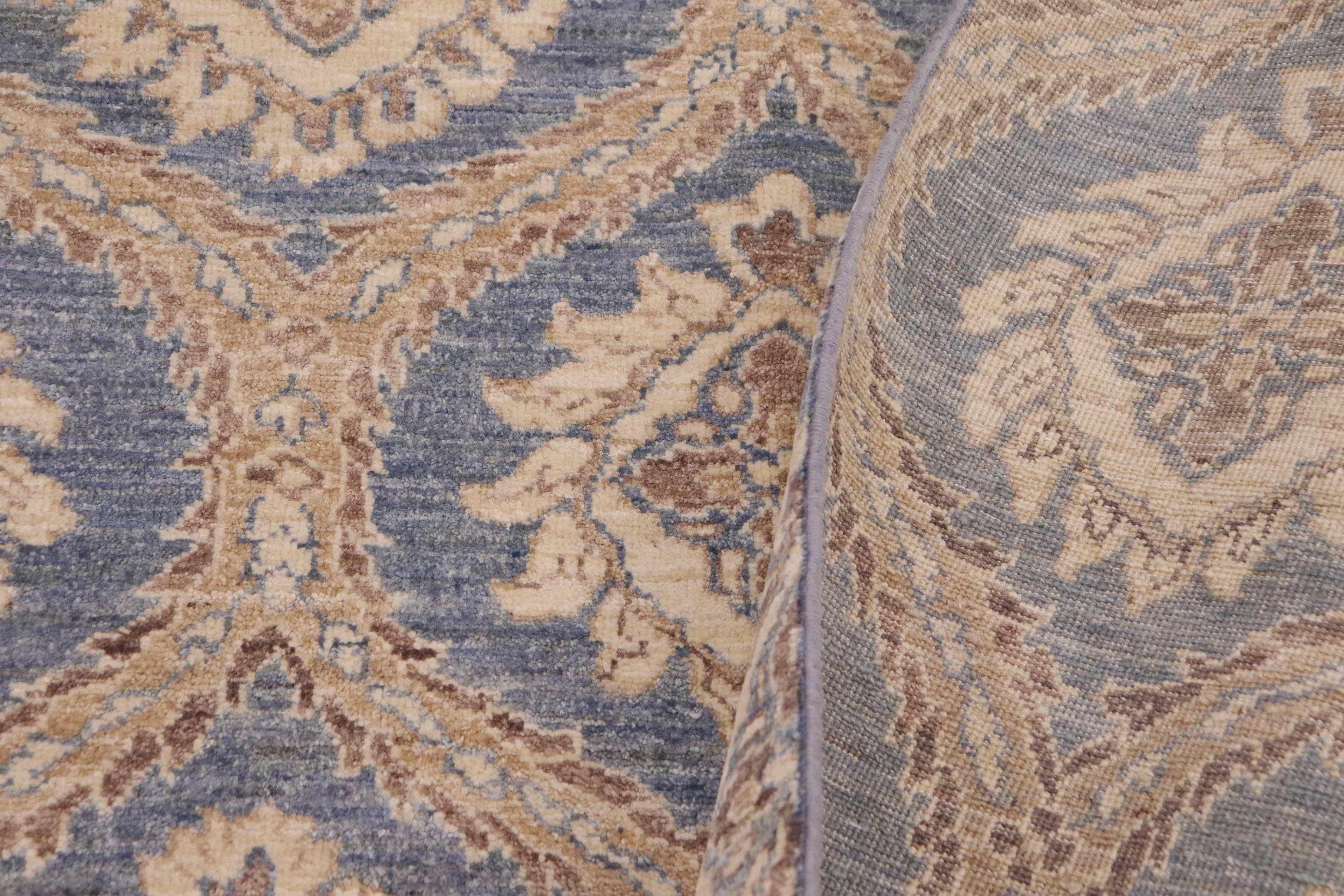 handmade Modern Kafkaz Blue Brown Hand Knotted RECTANGLE 100% WOOL area rug 9' x 12'