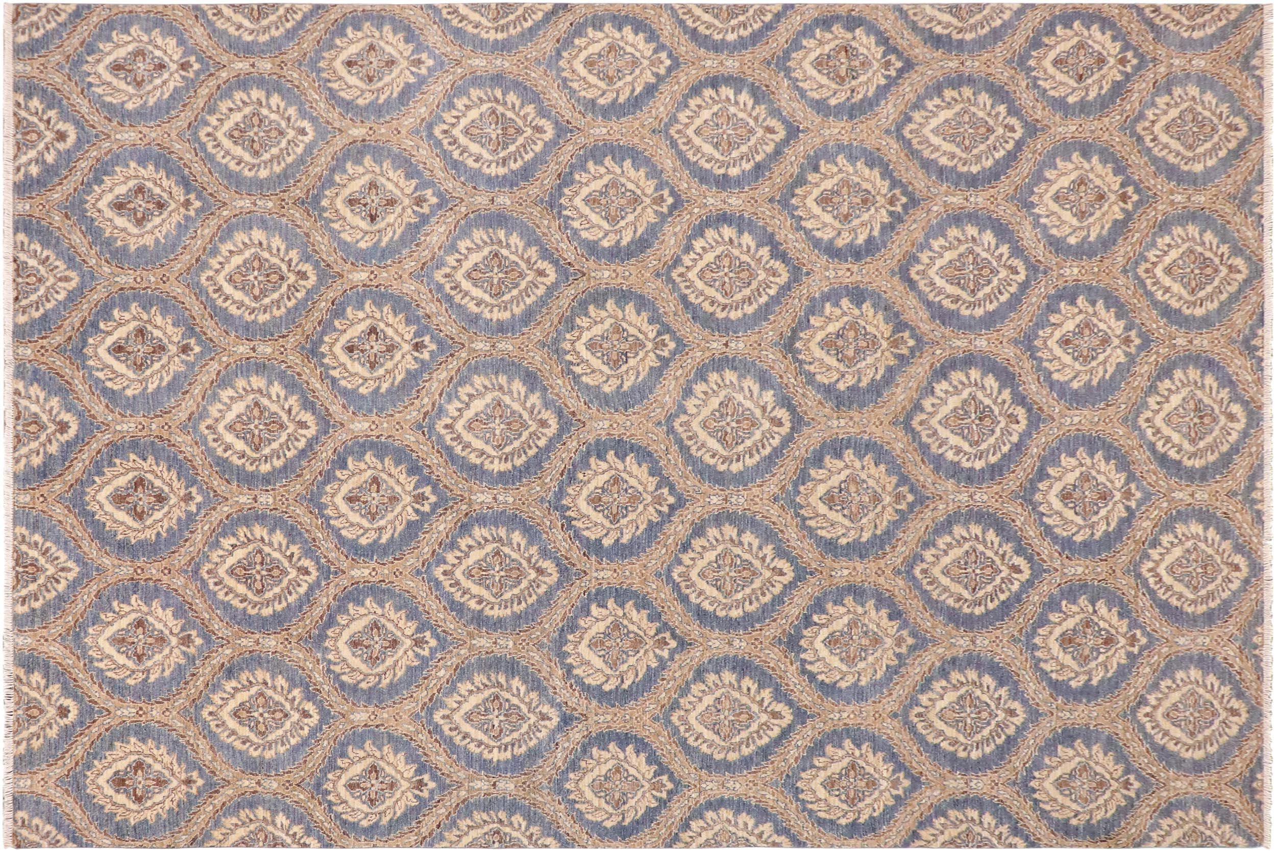 handmade Modern Kafkaz Blue Brown Hand Knotted RECTANGLE 100% WOOL area rug 9' x 12'