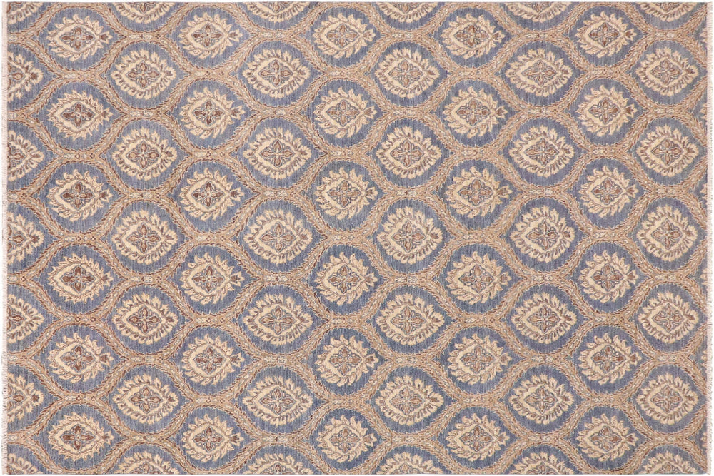 handmade Modern Kafkaz Blue Brown Hand Knotted RECTANGLE 100% WOOL area rug 9' x 12'