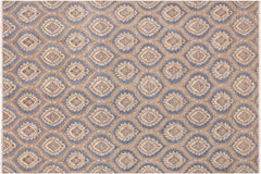 handmade Modern Kafkaz Blue Brown Hand Knotted RECTANGLE 100% WOOL area rug 9' x 12'