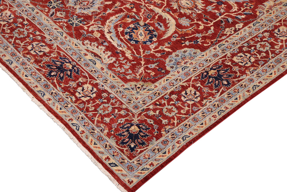handmade Traditional Kafkaz Rust Blue Hand Knotted RECTANGLE 100% WOOL area rug 9x12