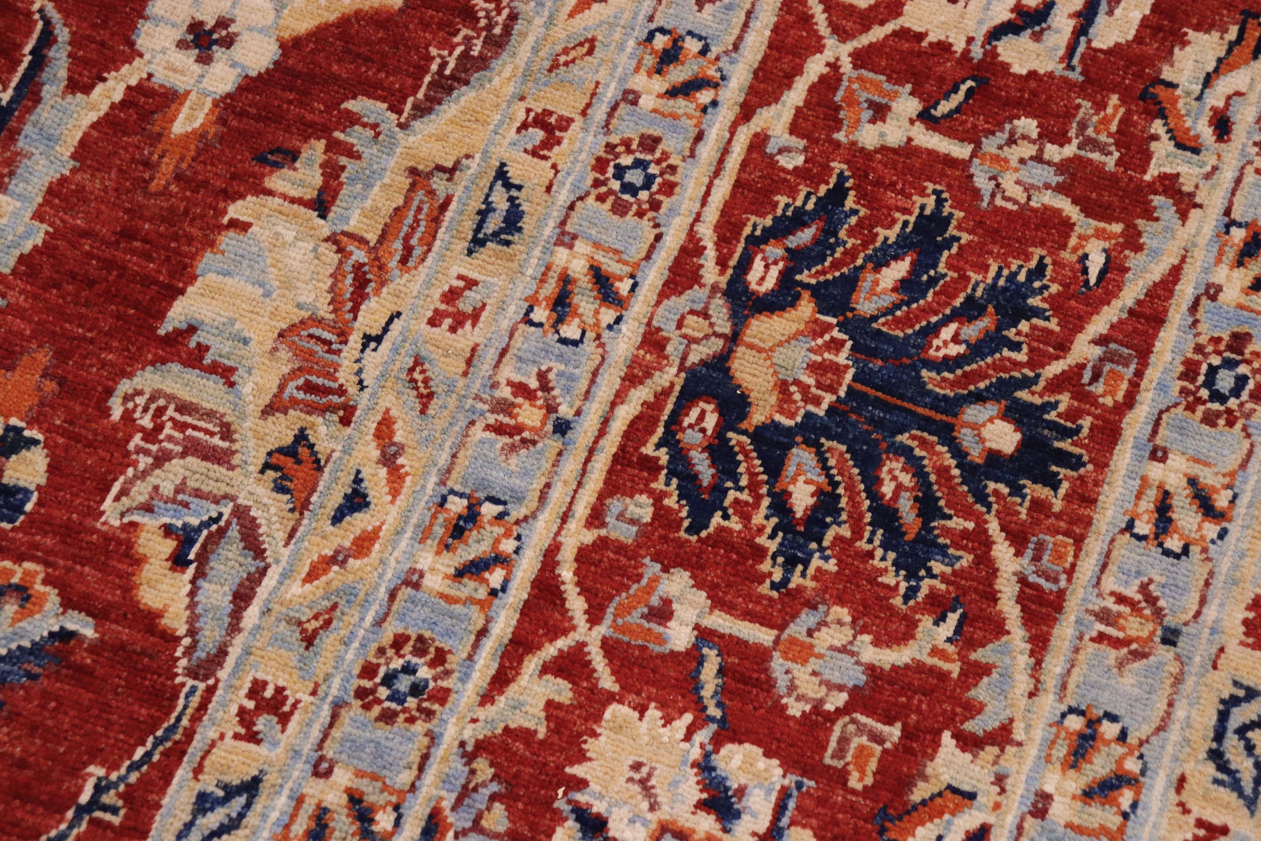 handmade Traditional Kafkaz Rust Blue Hand Knotted RECTANGLE 100% WOOL area rug 9x12
