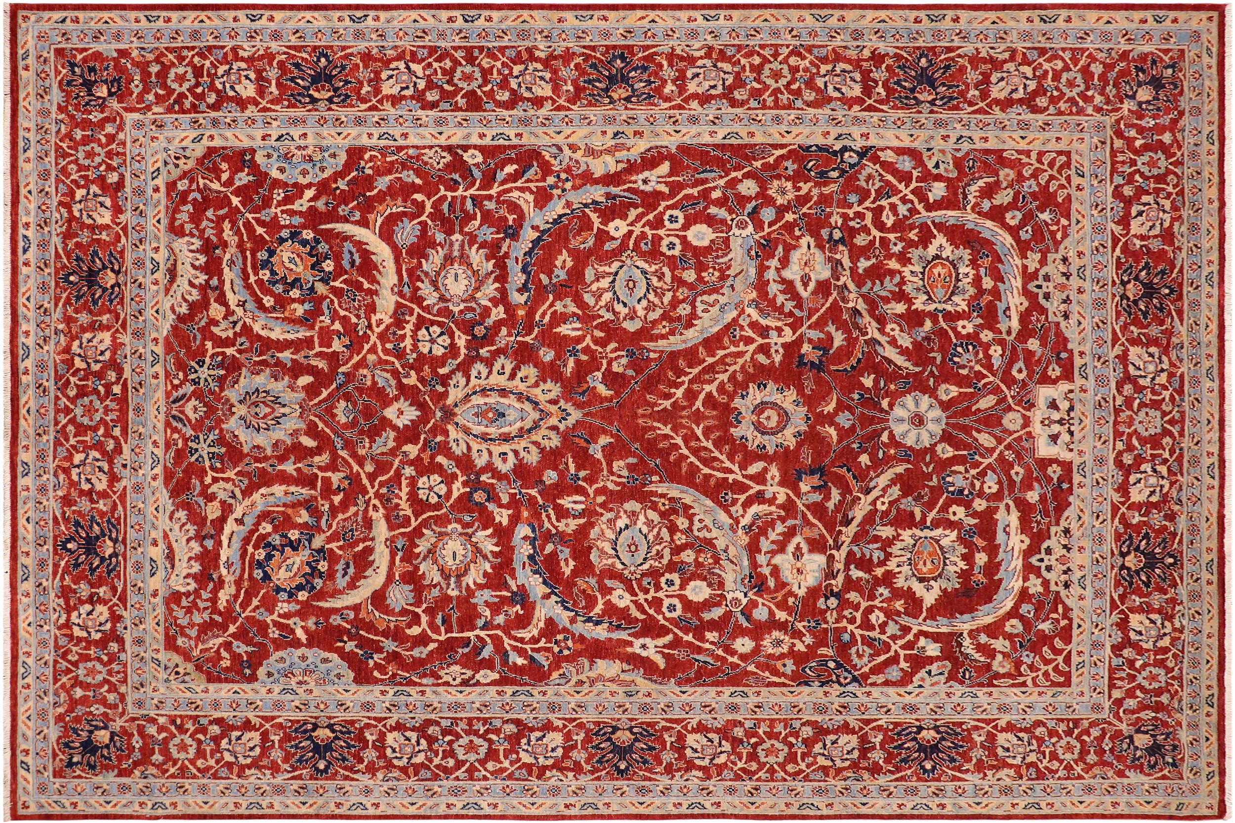 handmade Traditional Kafkaz Rust Blue Hand Knotted RECTANGLE 100% WOOL area rug 9x12