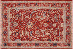 handmade Traditional Kafkaz Rust Blue Hand Knotted RECTANGLE 100% WOOL area rug 9x12