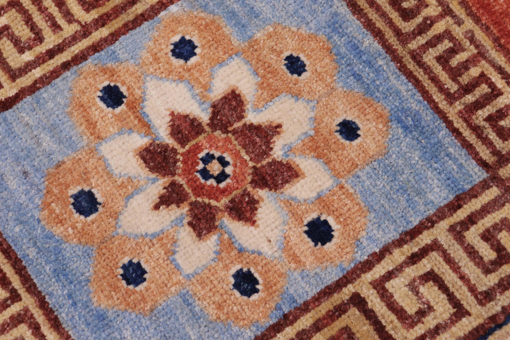 handmade Geometric Kafkaz Rust Beige Hand Knotted RECTANGLE 100% WOOL area rug 9' x 12'
