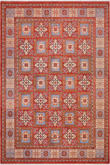 handmade Transitional Kafkaz Rust Beige Hand Knotted RECTANGLE 100% WOOL area rug 9 x 12