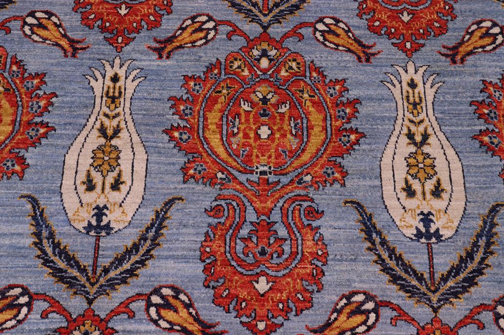 handmade Transitional Kafkaz Blue Rust Hand Knotted RECTANGLE 100% WOOL area rug 10 x 14