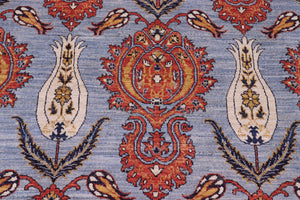 handmade Modern Kafkaz Blue Rust Hand Knotted RECTANGLE 100% WOOL area rug 10' x 14'
