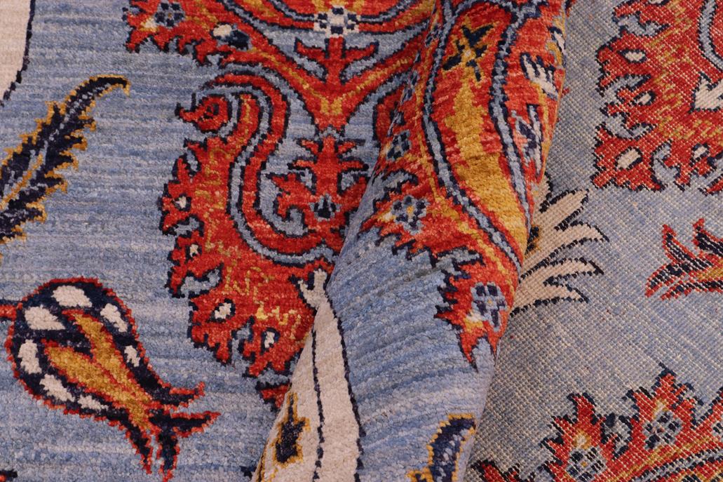 handmade Transitional Kafkaz Blue Rust Hand Knotted RECTANGLE 100% WOOL area rug 10 x 14