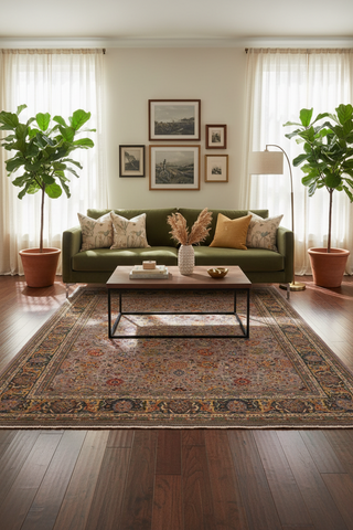 handmade Traditional Design Gray Green Hand Knotted RECTANGLE 100% WOOL area rug 8' x 10'
