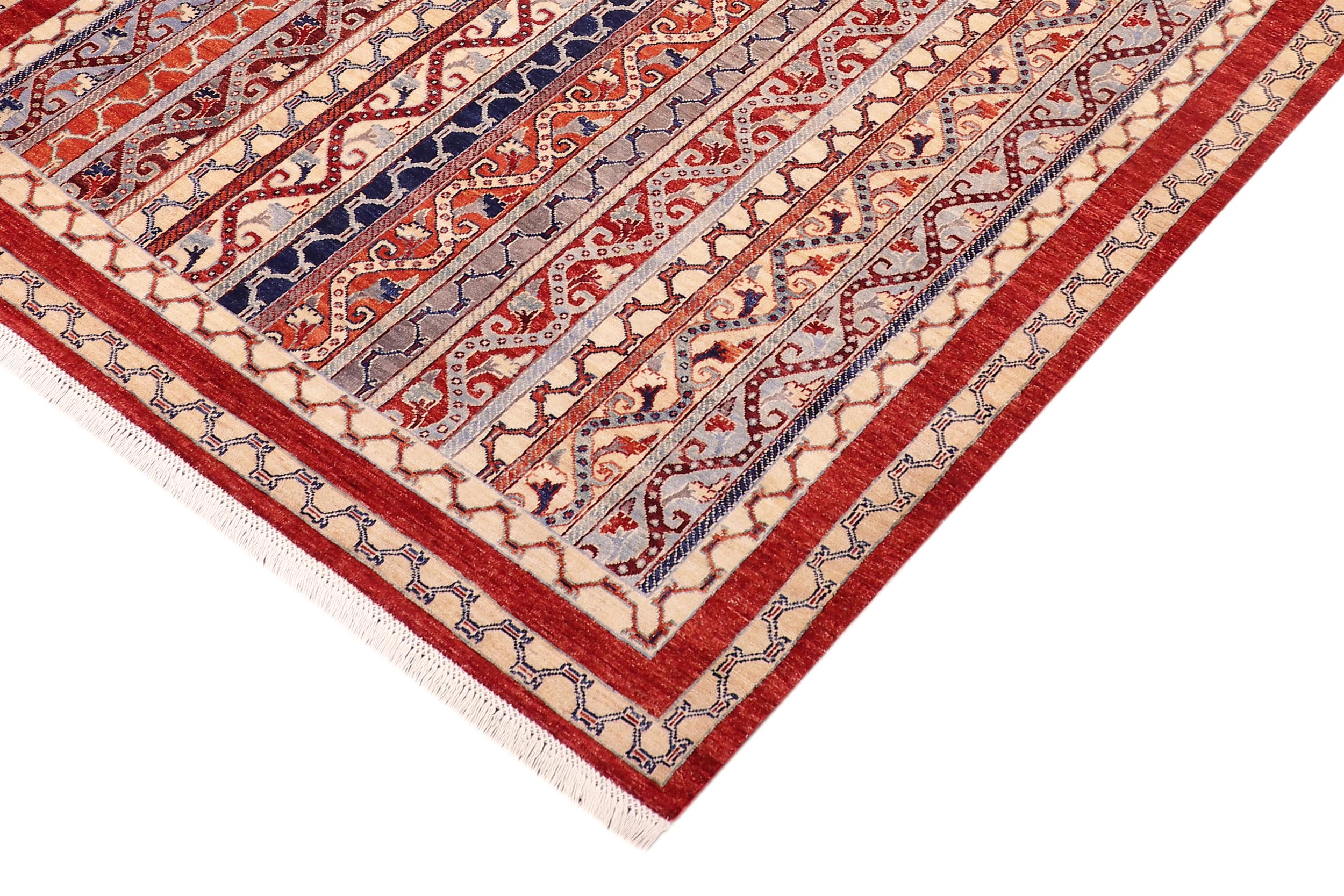 handmade Transitional Shawl Red Blue Hand Knotted RECTANGLE 100% WOOL area rug 6x8