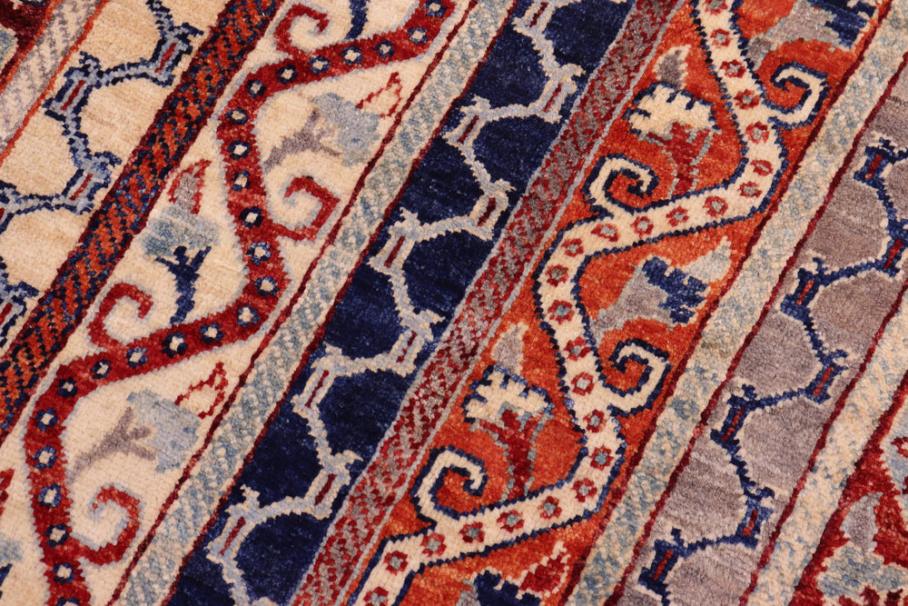 handmade Transitional Shawl Red Blue Hand Knotted RECTANGLE 100% WOOL area rug 6x8