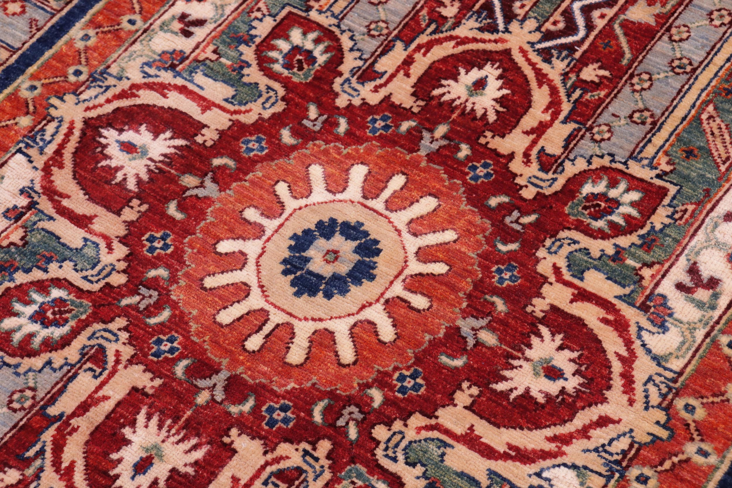 handmade Geometric Kurjean Red Rust Hand Knotted RECTANGLE 100% WOOL area rug 6x8