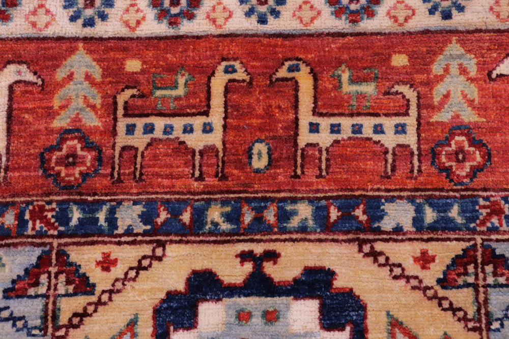 handmade Geometric Kurjean Red Rust Hand Knotted RECTANGLE 100% WOOL area rug 6x8