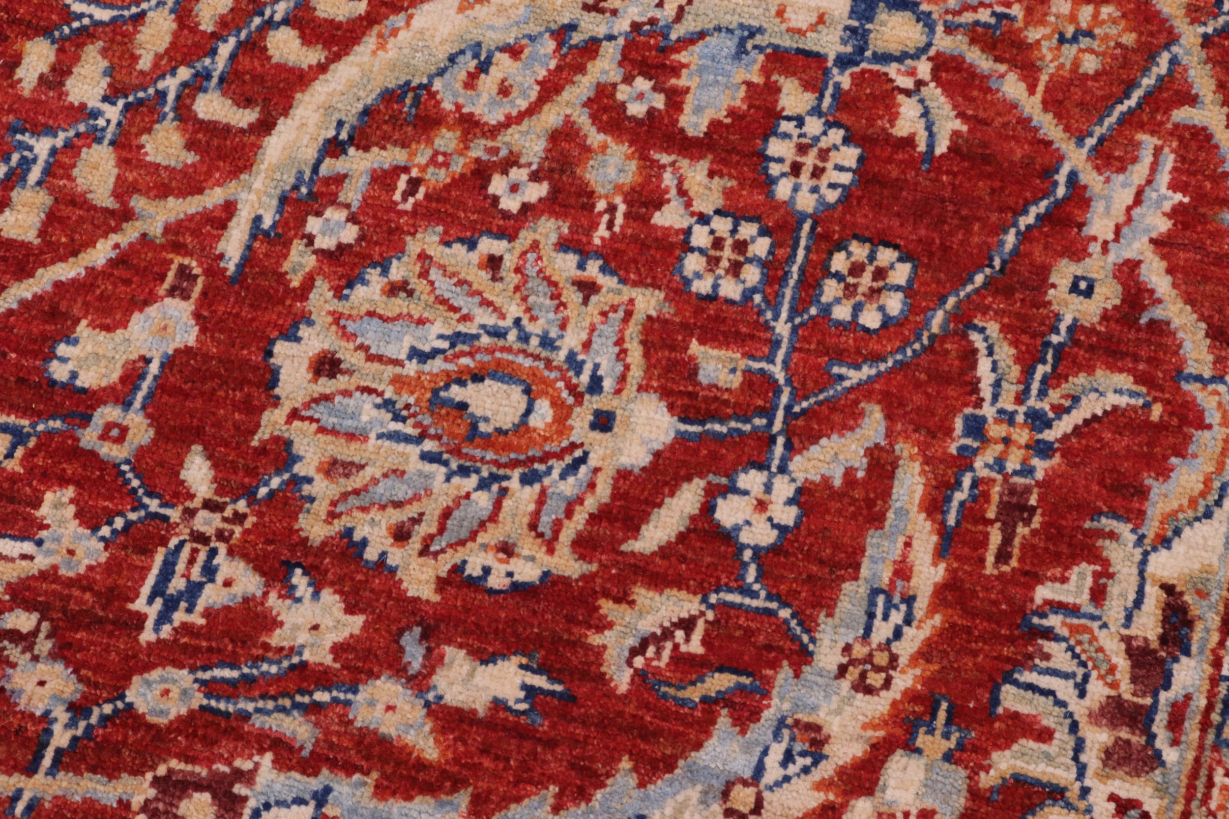 handmade Traditional Kafkaz Rust Blue Hand Knotted RECTANGLE 100% WOOL area rug 6x8